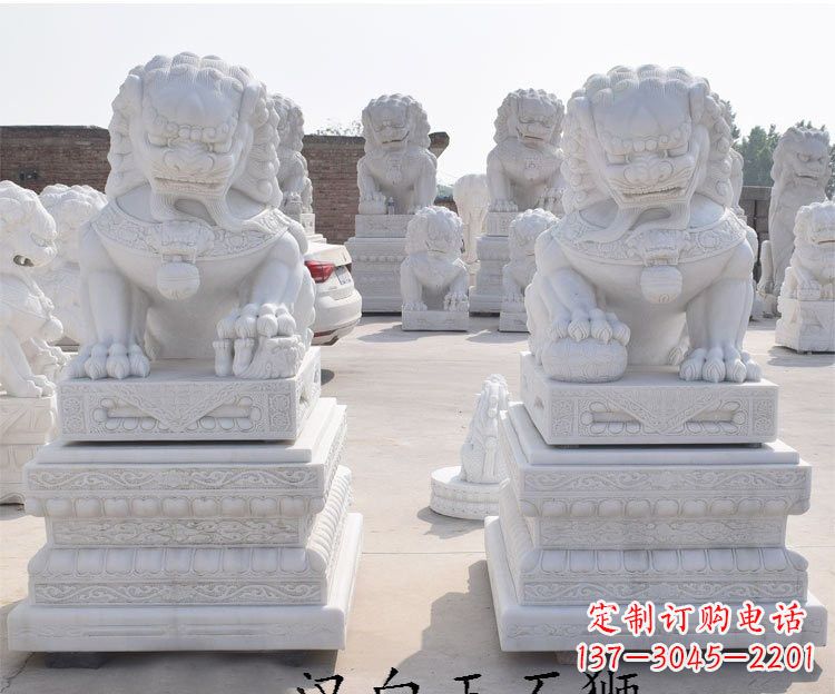 金华汉白玉看门狮子雕塑