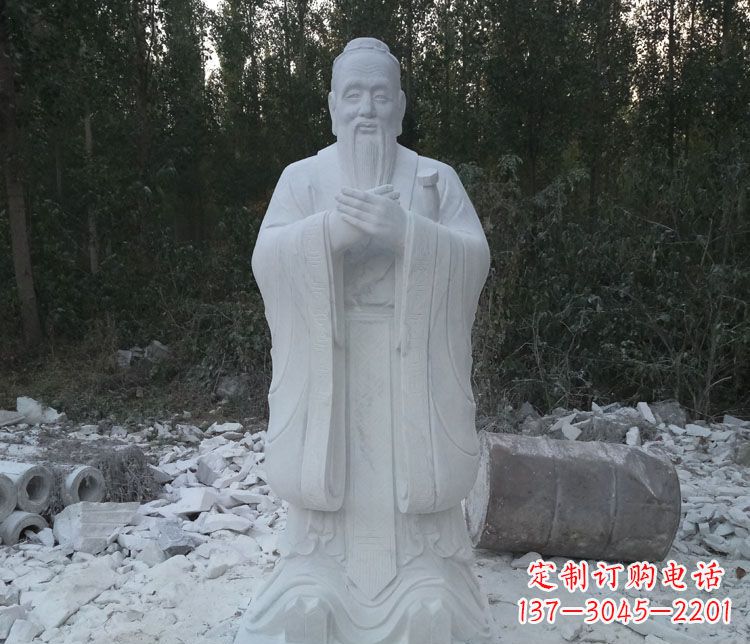金华汉白玉孔子校园古代名人石雕 (3)