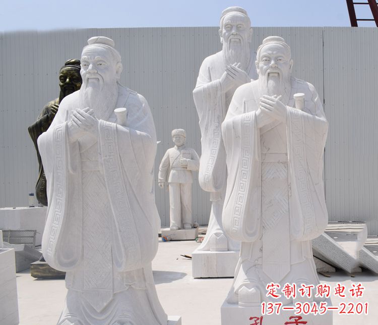 金华汉白玉孔子校园古代名人石雕 (2)