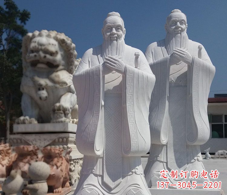 金华以瑰丽石雕塑令孔子长存——汉白玉孔子校园古代名人石雕
