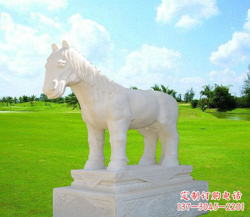 金华汉白玉马石精美动物雕塑