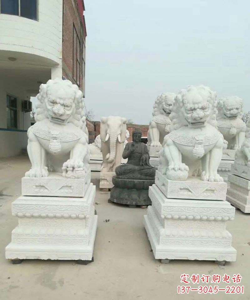 金华汉白玉门口狮子雕塑
