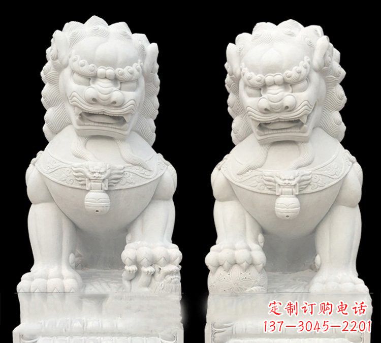 金华玉质狮子门口雕塑是由中领雕塑定制制作的,…