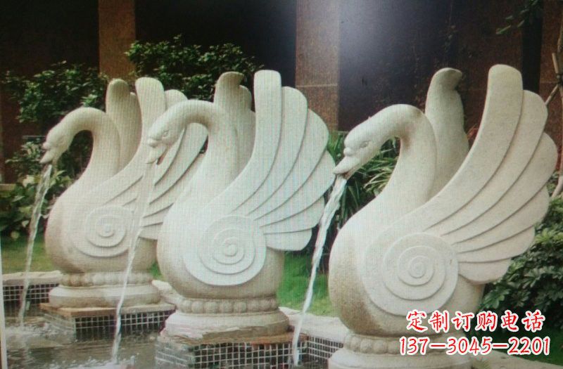 金华天鹅之美,汉白玉喷水天鹅石雕