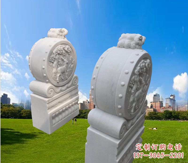 金华精致的汉白玉门墩雕塑