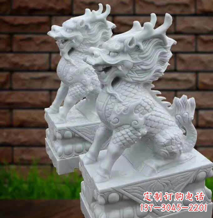 金华中领雕塑推出的汉白玉麒麟雕塑,精美的外形…