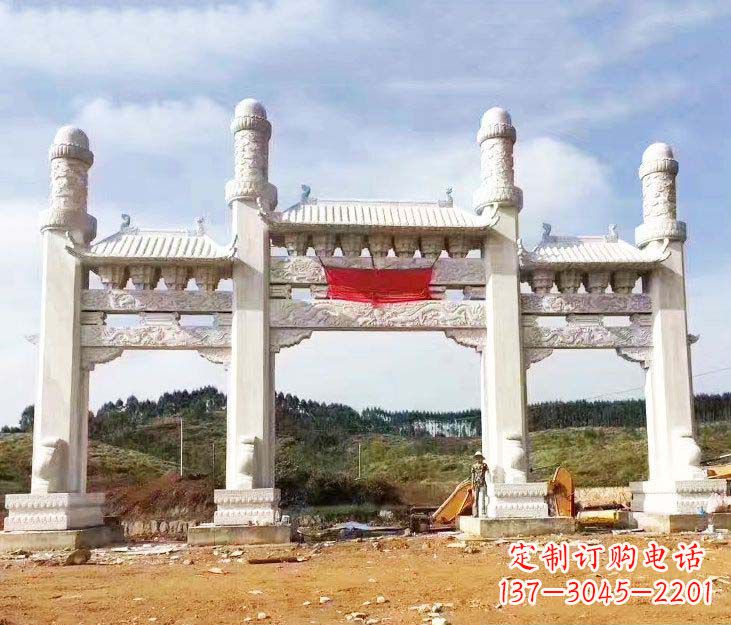 金华精美白玉牌坊石雕,品质缔造传世绝品