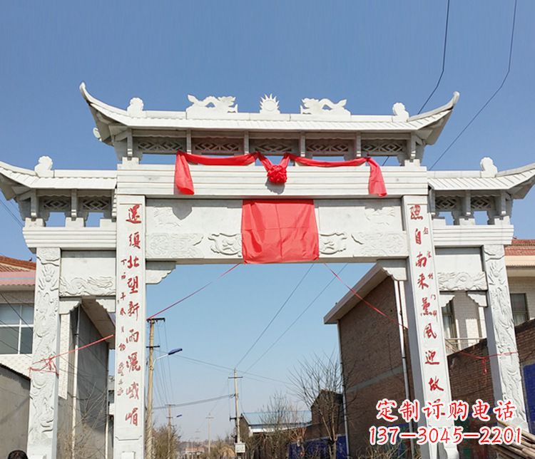 金华汉白玉三门石牌坊石雕——精致而优雅
