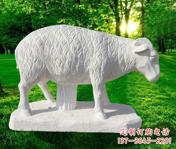 金华汉白玉山羊公园动物石雕 (3)