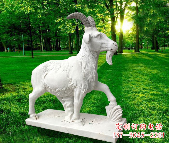 金华汉白玉精美山羊雕塑