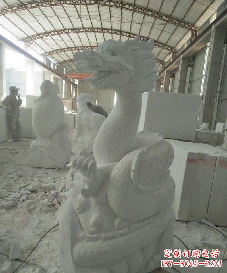 金华高品质汉白玉生肖龙雕塑