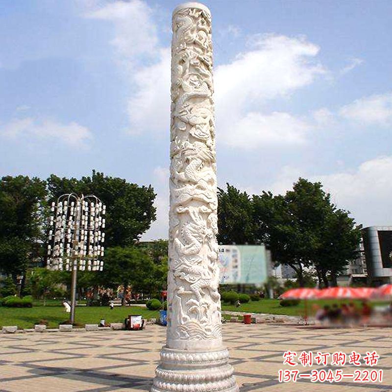 金华汉白玉石雕刻龙柱是由中国领雕塑厂家定制的…
