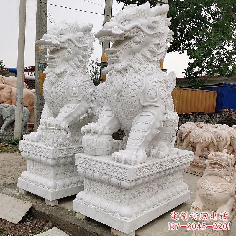 金华汉白玉麒麟雕塑,承载古典之美