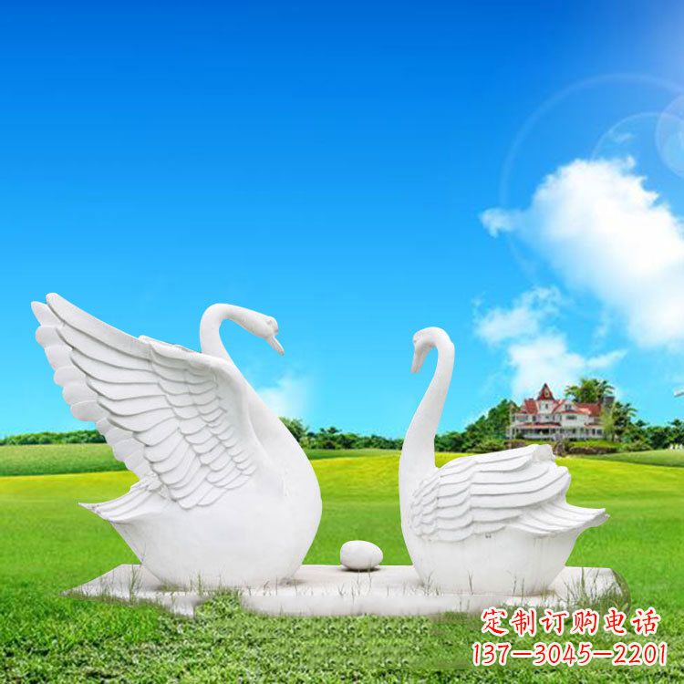 金华精美石雕天鹅情侣动物雕塑摆件
