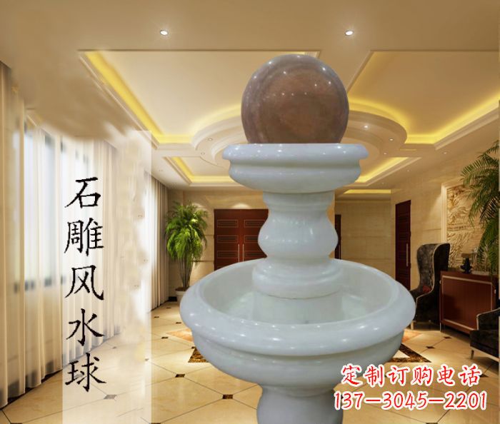 金华汉白玉双层风水球别墅石雕