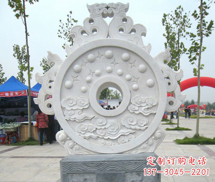 金华汉白玉双龙石门墩招财抱鼓石