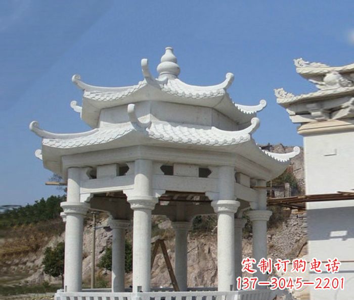 金华汉白玉双层石雕凉亭