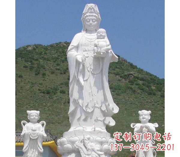 金华汉白玉观音善财童子龙女雕塑