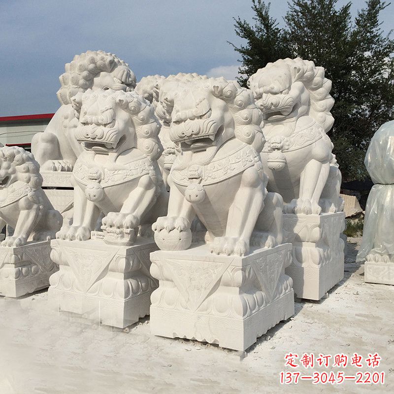 金华历史悠久的汉白玉狮子雕塑
