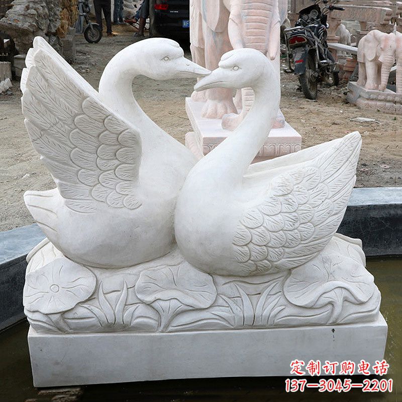 金华精美绝伦的汉白玉天鹅石雕塑