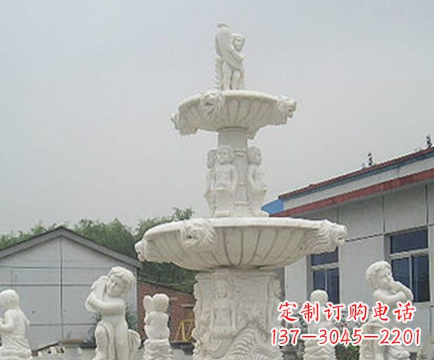 金华汉白玉天使大型喷泉石雕