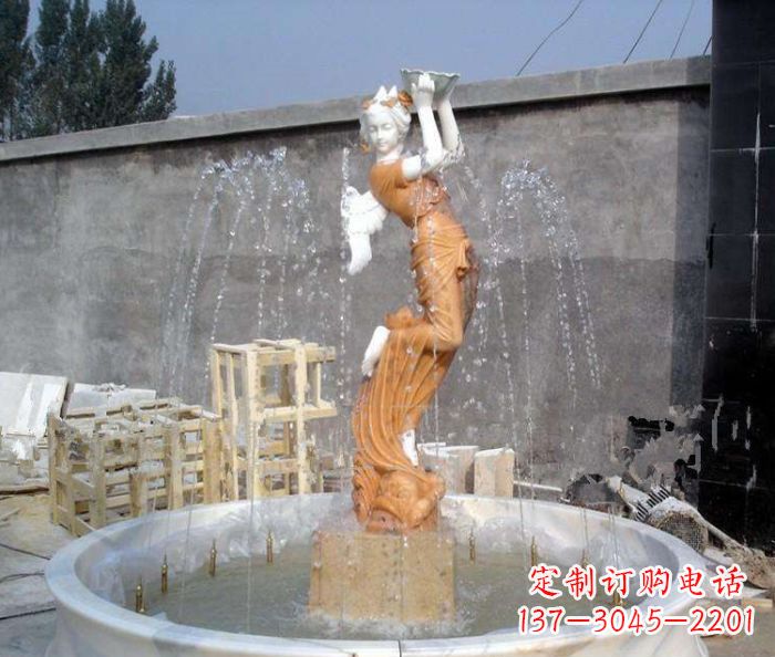 金华高端石膏西方人物公园喷泉雕塑