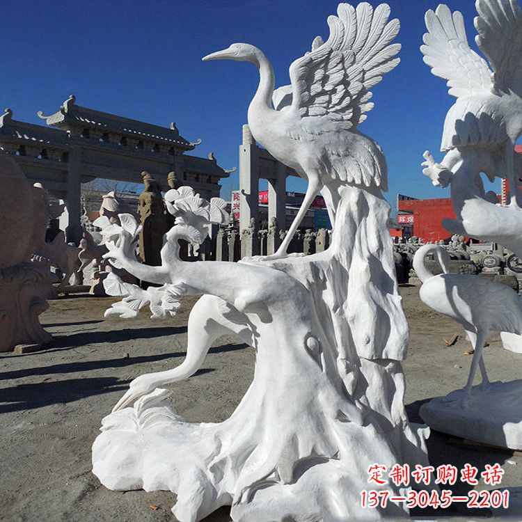 金华汉白玉仙鹤景观石雕,让你的空间充满灵动之美