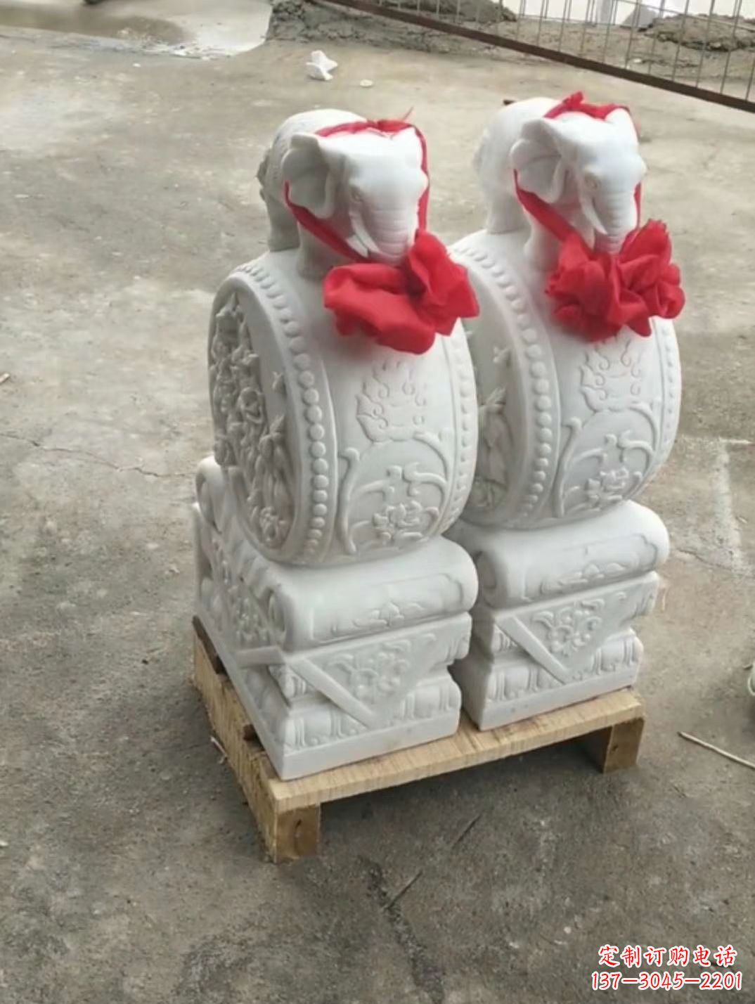 金华汉白玉小门墩石,门口摆放吉祥物