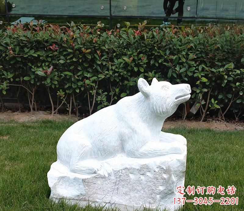 金华唯美可爱的汉白玉小区动物熊雕塑