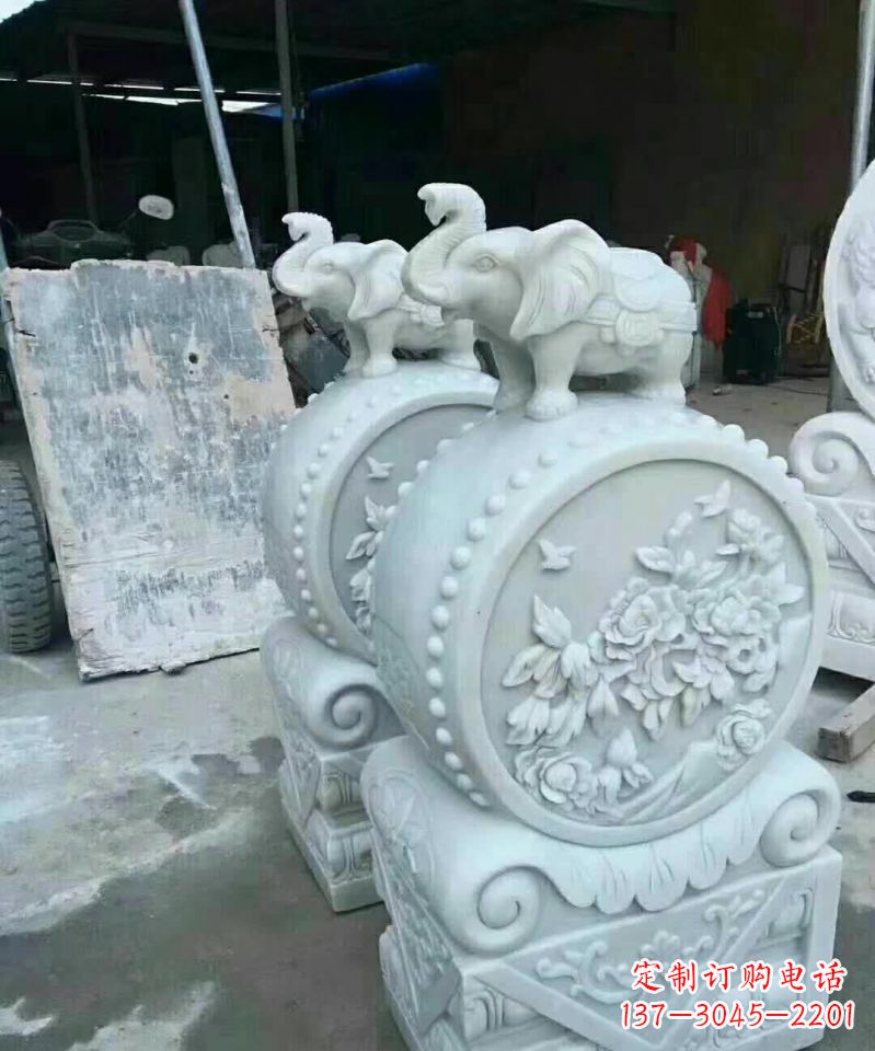 金华白玉小象抱鼓陪你度过每一天