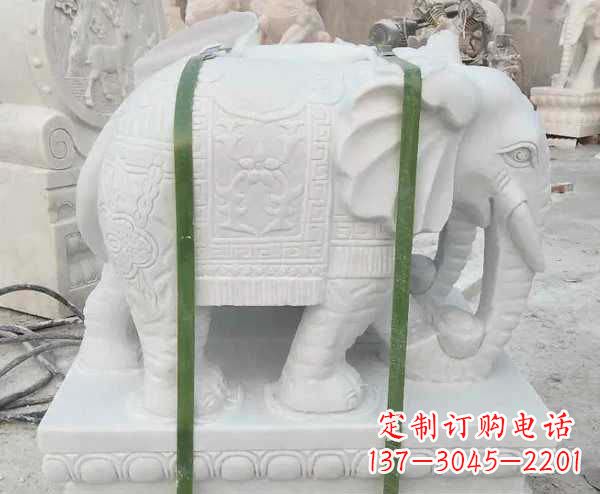 金华瑞气四溢的汉白玉招财大象雕塑