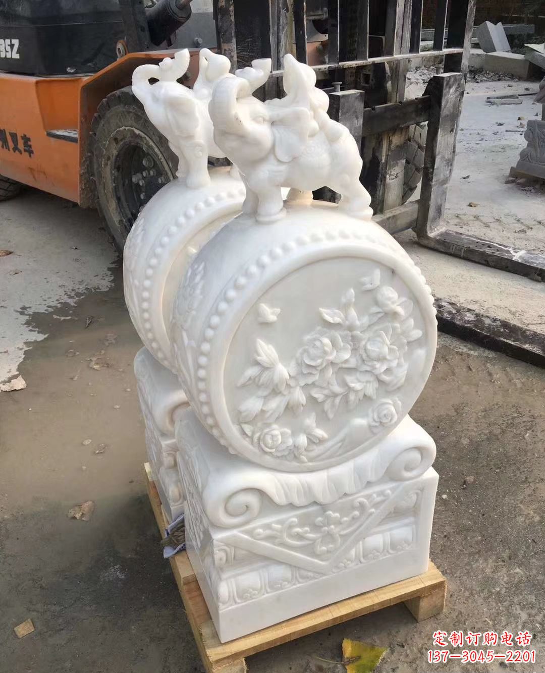 金华精致小象招财石门墩,树立你的百年吉祥