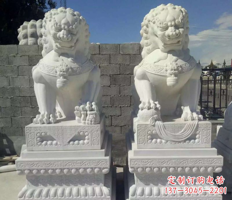 金华汉白玉镇宅狮子石雕,完美贴近生活