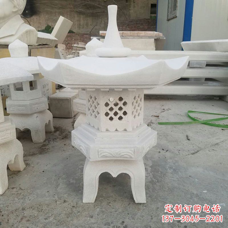 金华汉白玉中式石雕灯笼