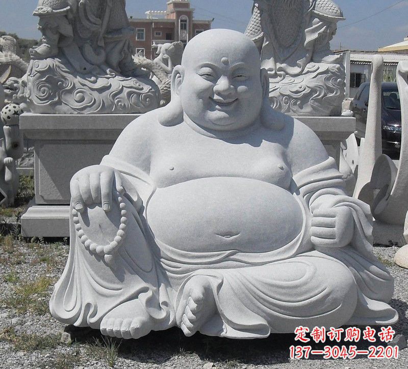 金华精美高雅的汉白玉弥勒佛雕像
