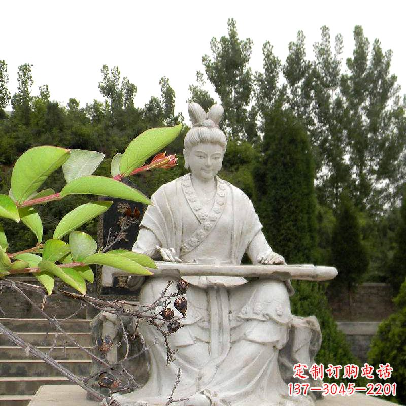 金华汉末才女蔡文姬弹琴石雕塑-景区园林历史名人雕像