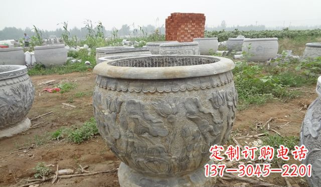 金华荷花花盆公园景观石浮雕