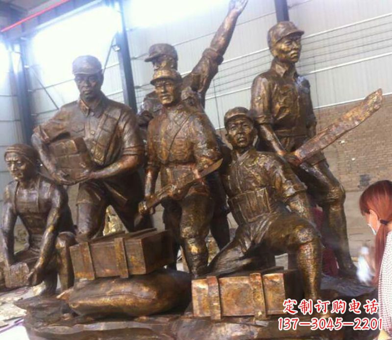 金华红军打仗铜雕