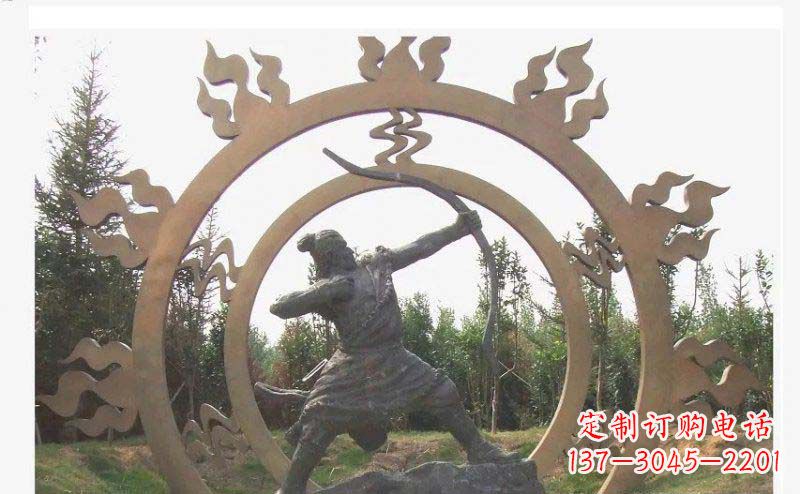 金华后羿射日玻璃钢仿铜人物雕塑