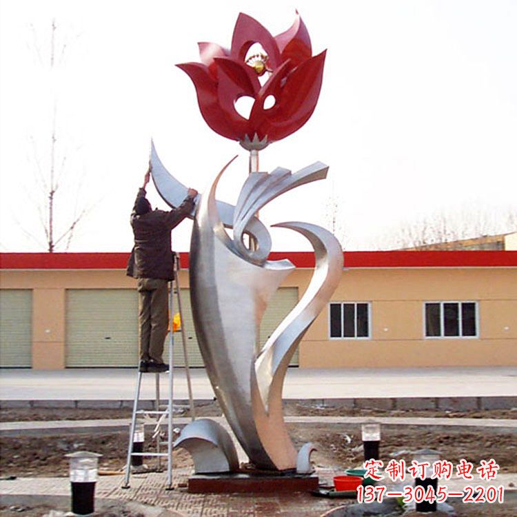 金华户外大型不锈钢雕塑玫瑰花
