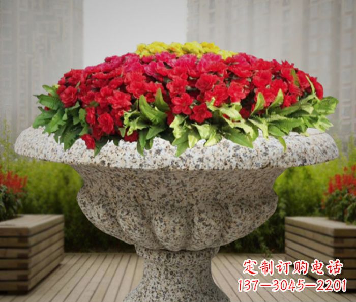 金华中领雕塑精美花岗岩花盆小区石雕