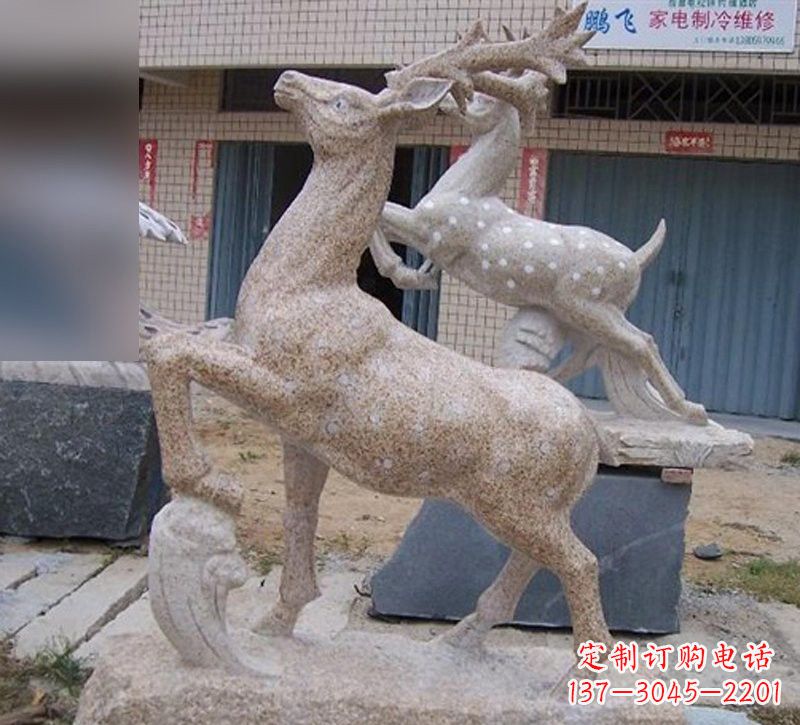 金华花岗岩梅花鹿雕塑