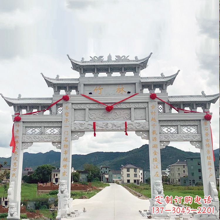 金华花岗岩三门石牌坊雕塑