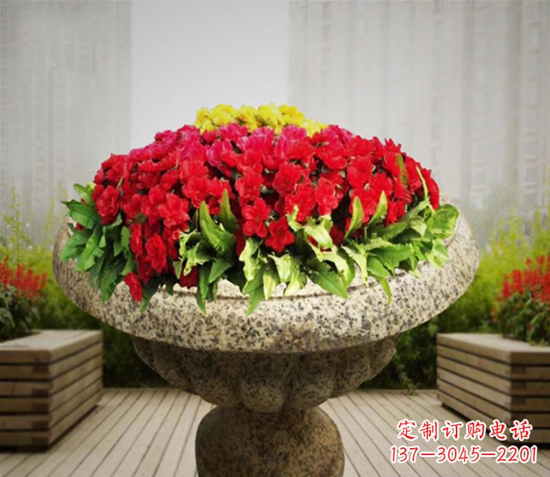金华花岗岩小区景观花盆雕塑:精美艺术设计