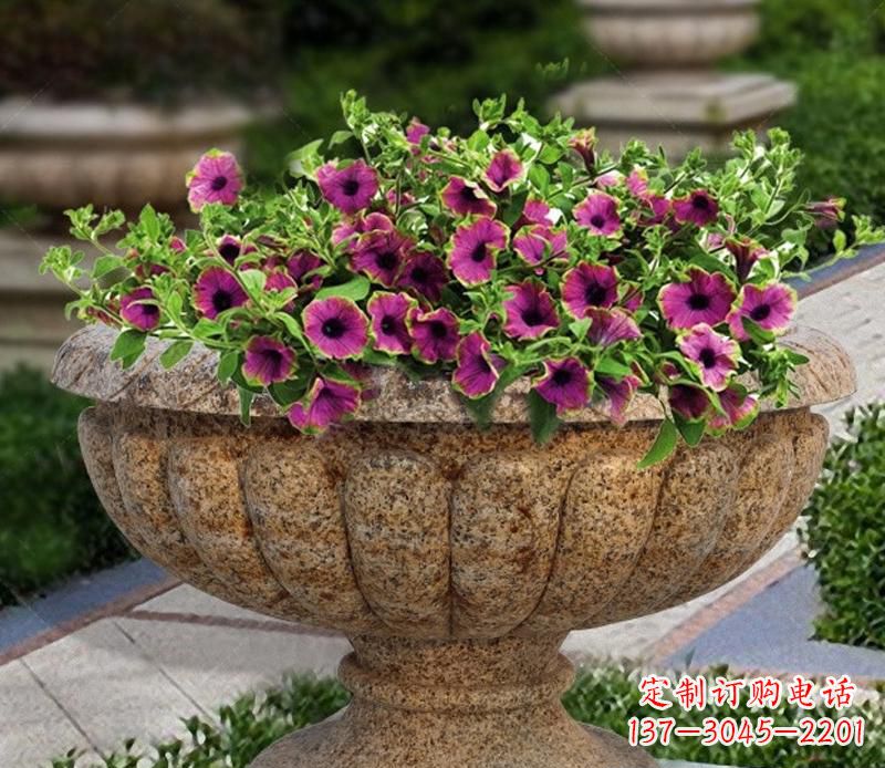 金华花岗岩小区景观花盆雕塑,添彩美化景观