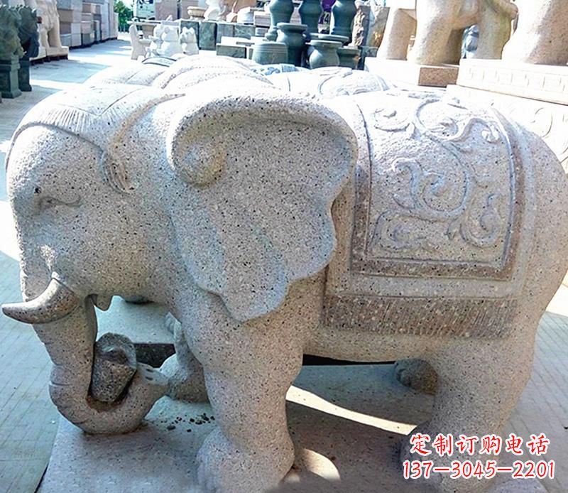 金华花岗岩元宝大象石雕,雕刻古典且充满质感