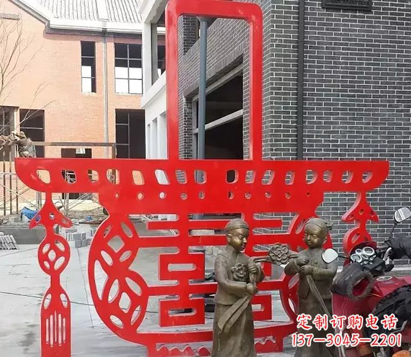 金华花篮剪纸雕塑不锈钢