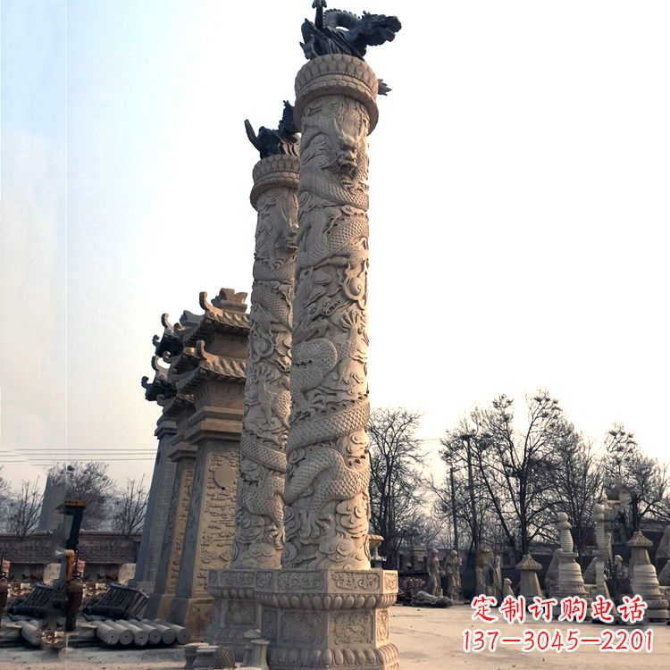 金华精致精美的华表柱石雕