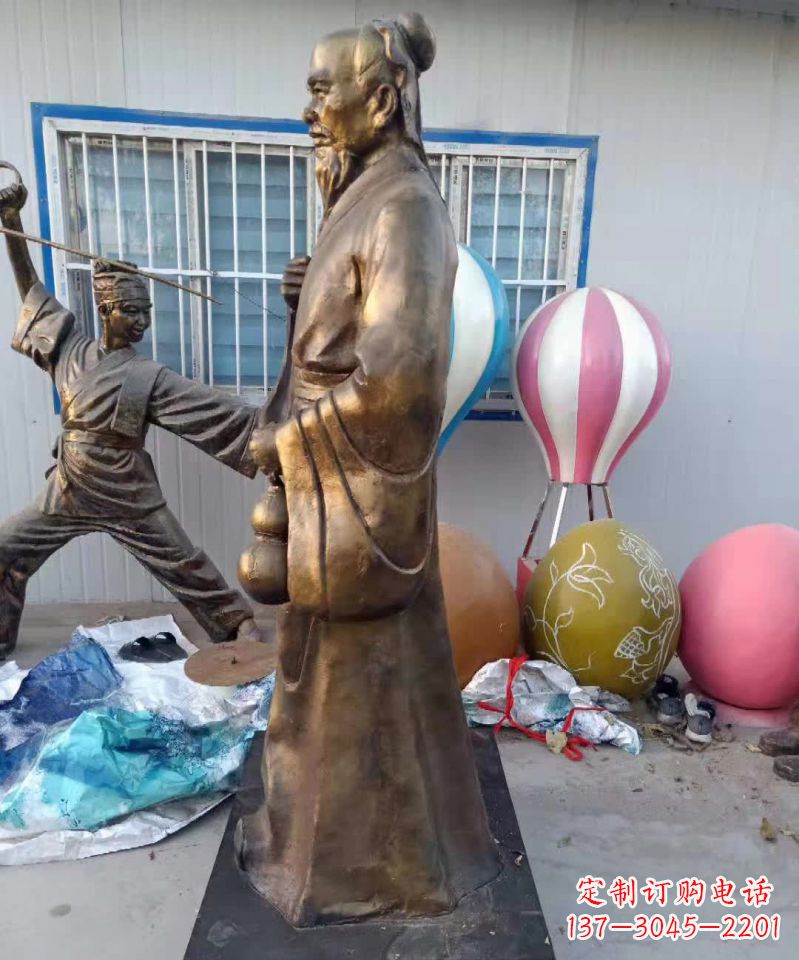 金华传承中医华佗的传奇—华佗名医铜雕