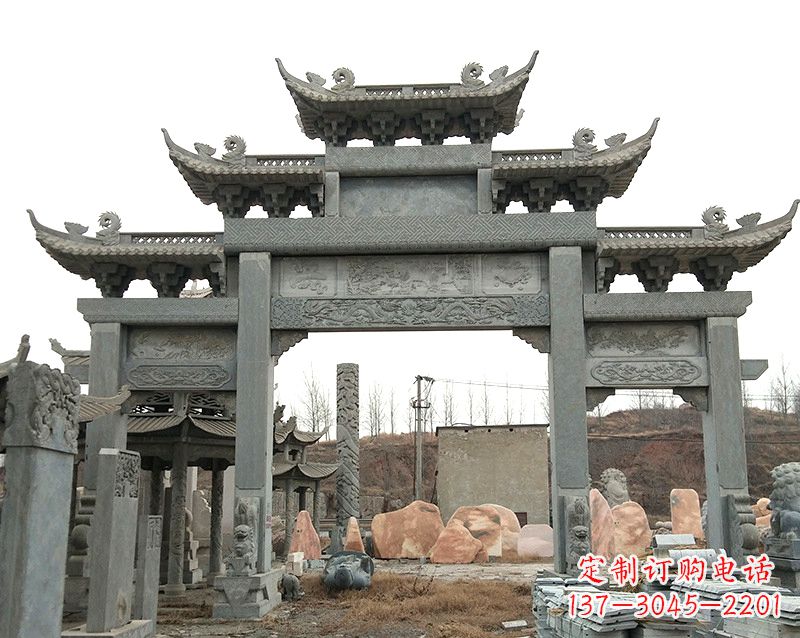 金华黄冈石雕牌坊--专业定制牌坊雕塑